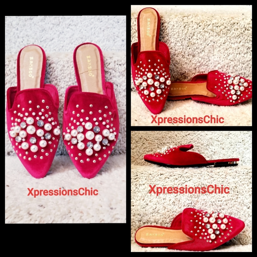 Velvet Pearls & Rhinestone Slides